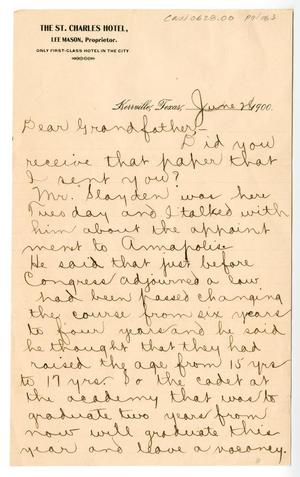 [Letter from Chester W. Nimitz to his Grandfather, June 28, 1900]