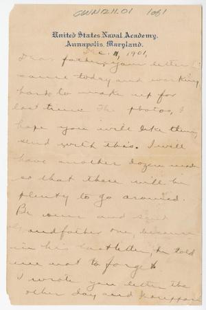 [Letter from Chester W. Nimitz to William Nimitz, December 11, 1901]