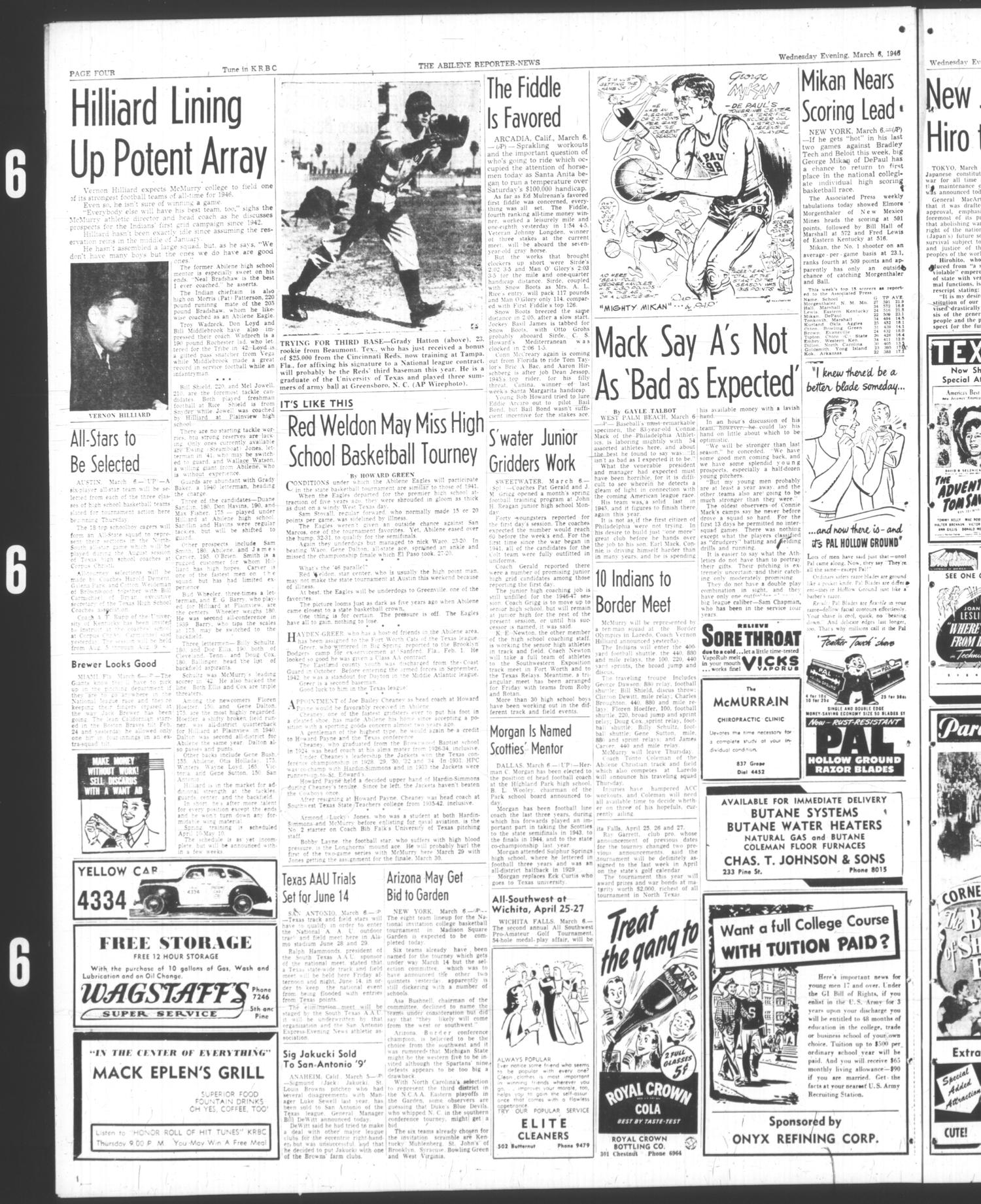 The Abilene Reporter-News (Abilene, Tex.), Vol. 65, No. 258, Ed. 2 Wednesday, March 6, 1946
                                                
                                                    [Sequence #]: 4 of 16
                                                