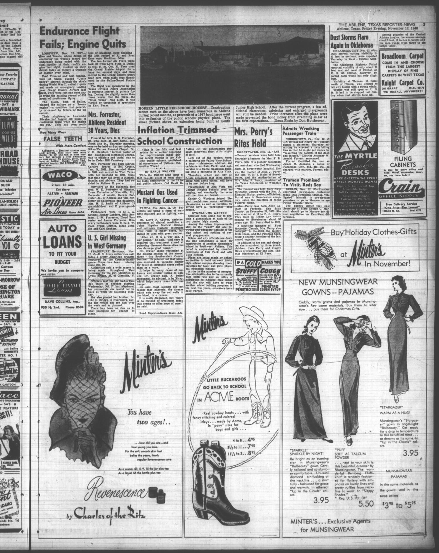 The Abilene Reporter-News (Abilene, Tex.), Vol. 68, No. 94, Ed. 2 Friday, November 12, 1948
                                                
                                                    [Sequence #]: 3 of 16
                                                