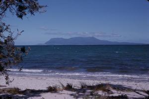 Primary view of object titled '[Landscape of coast in Tasman Peninsula, Australia]'.