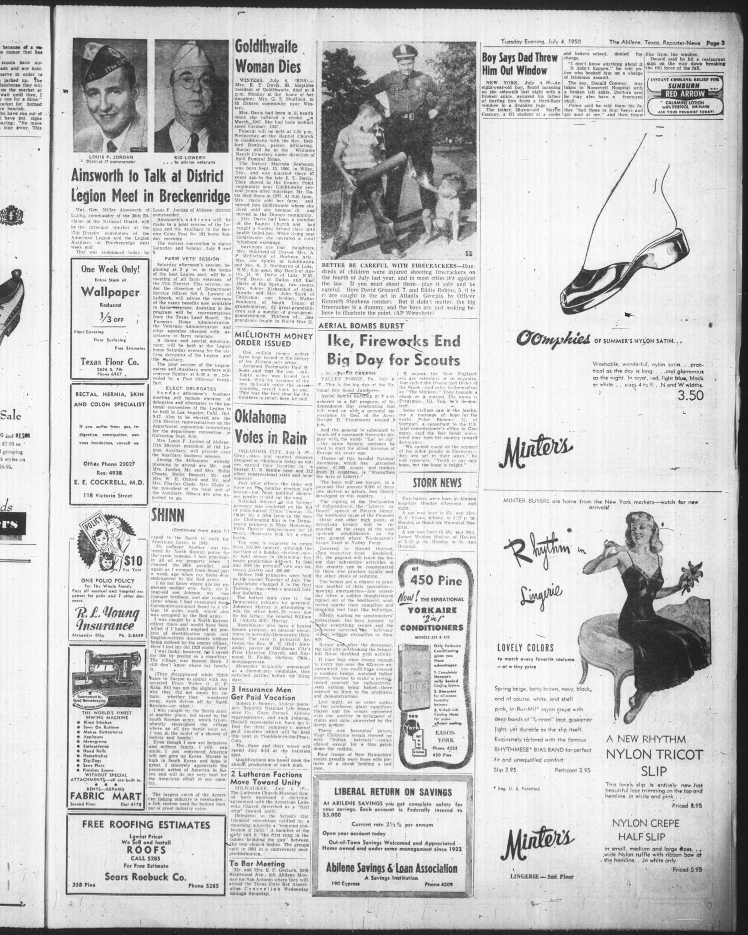 The Abilene Reporter-News (Abilene, Tex.), Vol. 70, No. 18, Ed. 2 Tuesday, July 4, 1950
                                                
                                                    [Sequence #]: 3 of 16
                                                