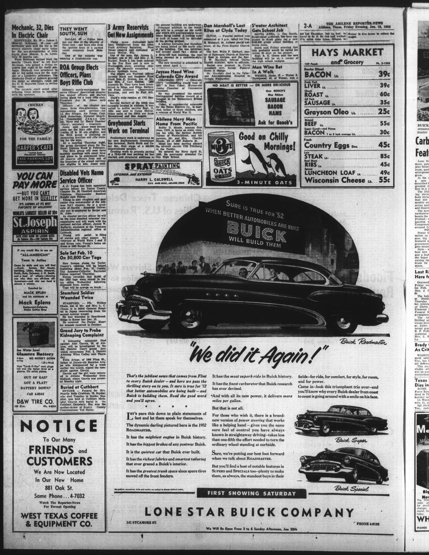 The Abilene Reporter-News (Abilene, Tex.), Vol. 71, No. 206, Ed. 2 Friday, January 18, 1952
                                                
                                                    [Sequence #]: 2 of 20
                                                