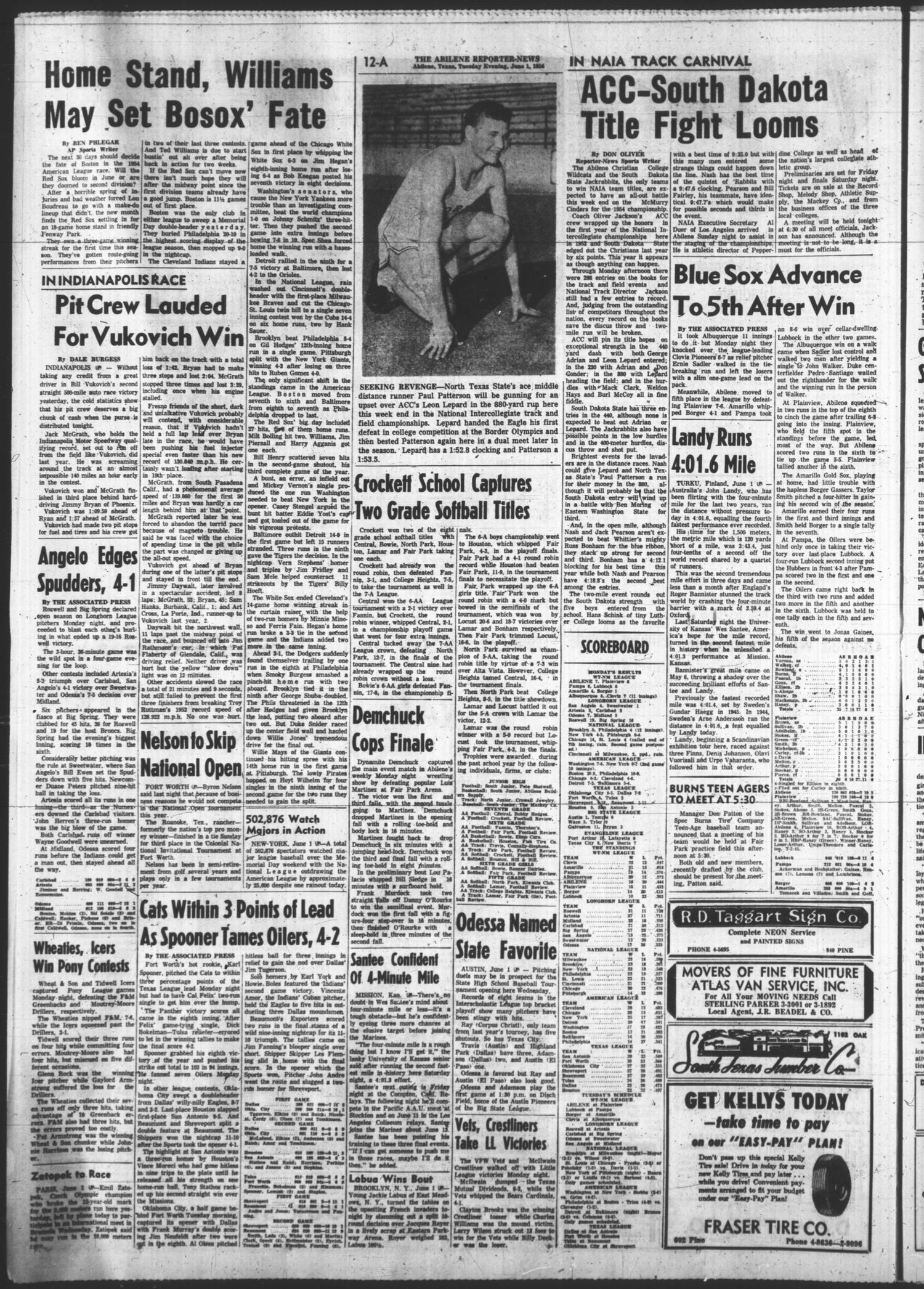 The Abilene Reporter-News (Abilene, Tex.), Vol. 73, No. 348, Ed. 2 Tuesday, June 1, 1954
                                                
                                                    [Sequence #]: 12 of 22
                                                