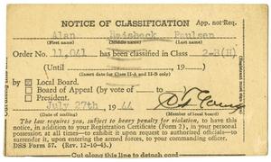 Primary view of object titled '[Selective Service Notice of Classification]'.