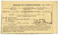 Thumbnail image of item number 1 in: '[Selective Service Notice of Classification]'.