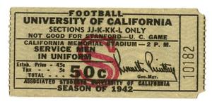 Primary view of object titled '[University of California Football Ticket]'.