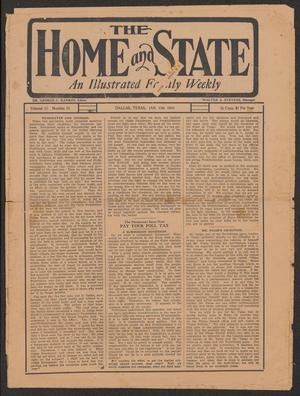 Primary view of object titled 'The Home and State (Dallas, Tex.), Vol. 11, No. 33, Ed. 1 Saturday, January 15, 1910'.