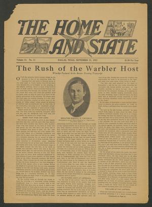 Primary view of object titled 'The Home and State (Dallas, Tex.), Vol. 14, No. 11, Ed. 1 Saturday, September 21, 1912'.