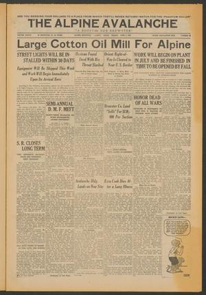 The Alpine Avalanche (Alpine, Tex.), Vol. 37, No. 22, Ed. 1 Friday, June 3, 1927