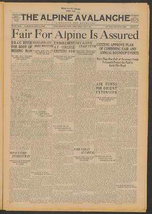 The Alpine Avalanche (Alpine, Tex.), Vol. 39, No. 24, Ed. 1 Friday, June 7, 1929