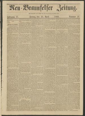 Neu-Braunfelser Zeitung. (New Braunfels, Tex.), Vol. 17, No. 21, Ed. 1 Friday, April 16, 1869