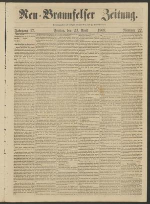 Primary view of object titled 'Neu-Braunfelser Zeitung. (New Braunfels, Tex.), Vol. 17, No. 22, Ed. 1 Friday, April 23, 1869'.