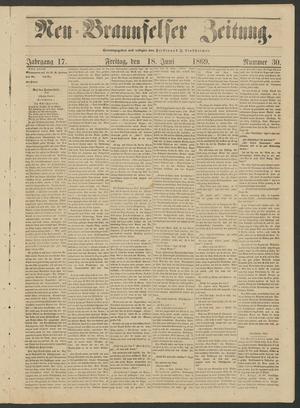 Primary view of object titled 'Neu-Braunfelser Zeitung. (New Braunfels, Tex.), Vol. 17, No. 30, Ed. 1 Friday, June 18, 1869'.