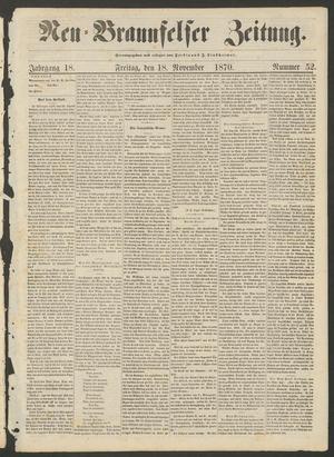 Neu-Braunfelser Zeitung. (New Braunfels, Tex.), Vol. 18, No. 52, Ed. 1 Friday, November 18, 1870