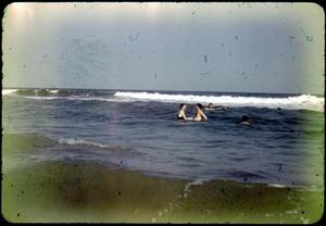 Primary view of object titled '[Photograph of Men and Woman in Ocean]'.