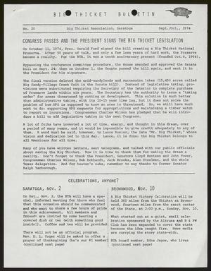 Big Thicket Bulletin, Number 20, September-October 1974