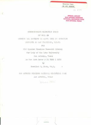 Comprehensive Microfilm Index of Roll 29: Archivo del Convento de Santa Cruz de Queretaro Convento de San Francisco, Celaya