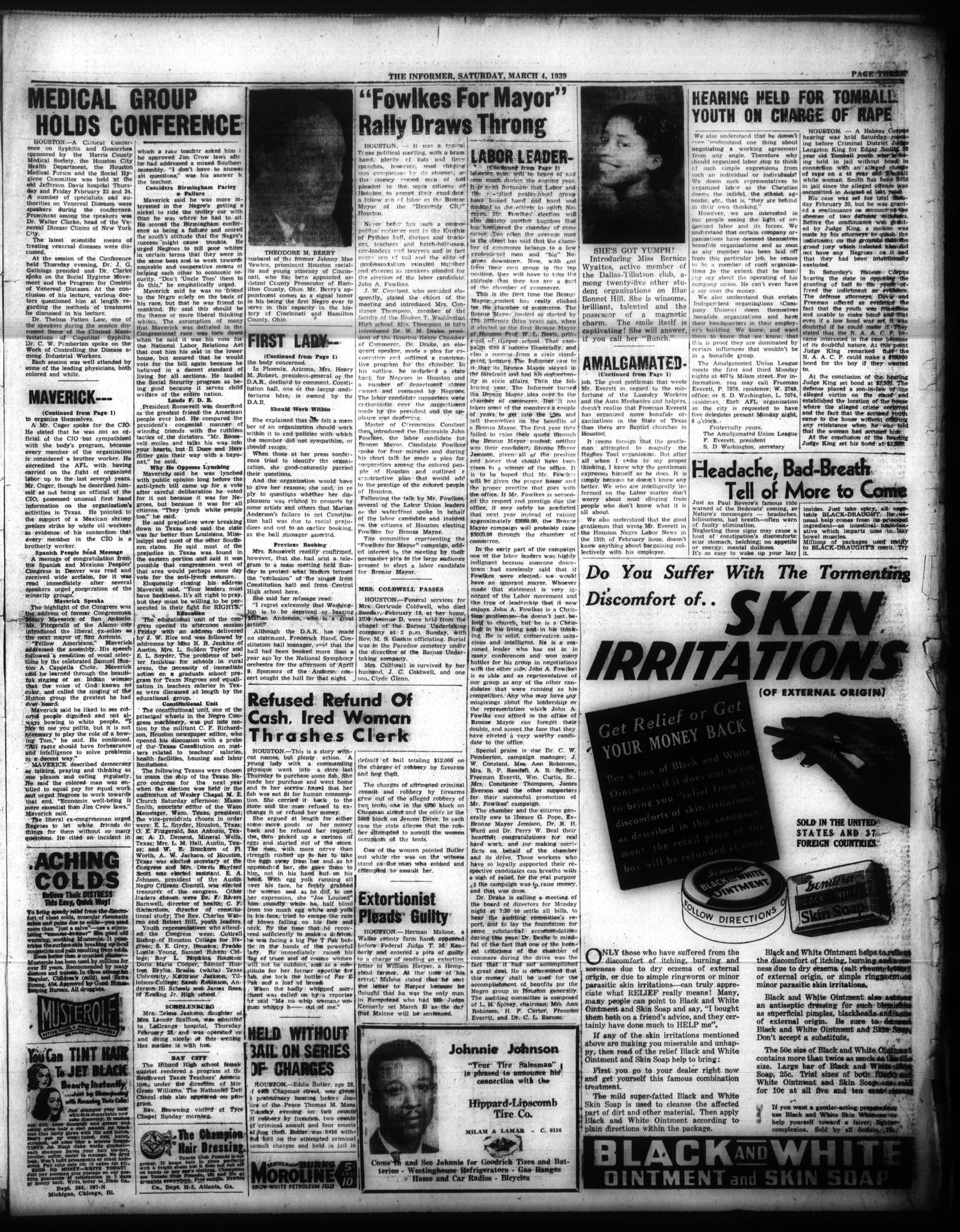 The Informer (Houston, Tex.), Vol. 45, No. 17, Ed. 1 Saturday, March 4, 1939
                                                
                                                    [Sequence #]: 3 of 12
                                                