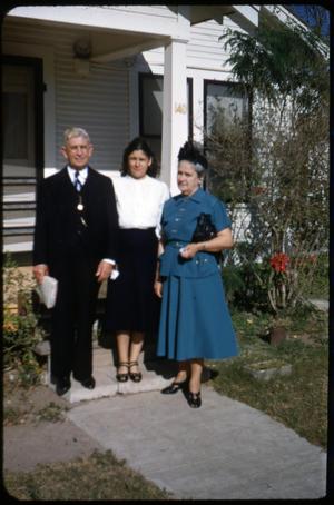 [Photograph of Reverend J.G. Cavazos and Two Women]