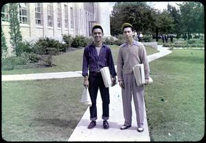 Primary view of object titled '[Photograph of Ben Gutierrez and Ruben Armendariz at Austin College]'.