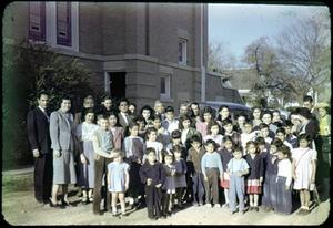 [Photograph of Group by Presbyterian Church]