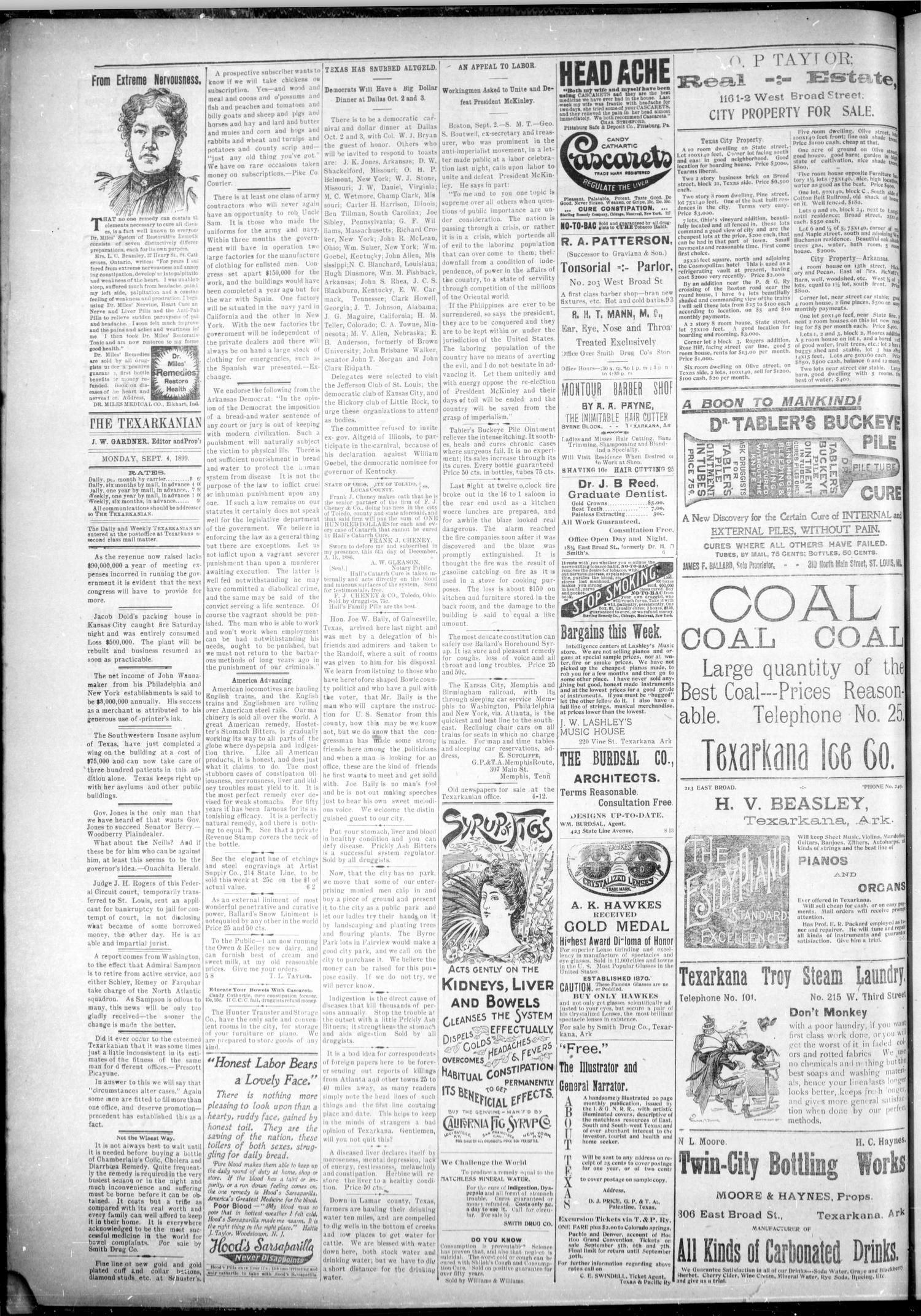 The Daily Texarkanian. (Texarkana, Ark.), Vol. 16, No. 22, Ed. 1 Monday, September 4, 1899
                                                
                                                    [Sequence #]: 2 of 4
                                                