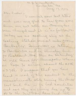 [Letter from Chester W. Nimitz to William Nimitz, August 17, 1903]