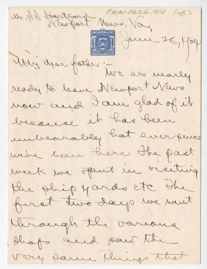 Primary view of object titled '[Letter from Chester W. Nimitz to William Nimitz, Jun-Jul. 1904]'.
