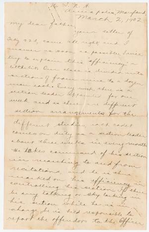 [Letter from Chester W. Nimitz to William Nimitz, March 2, 1902]
