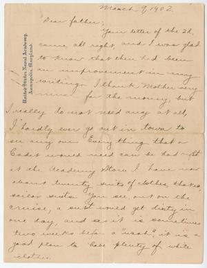 [Letter from Chester W. Nimitz to William Nimitz, March 9, 1902]