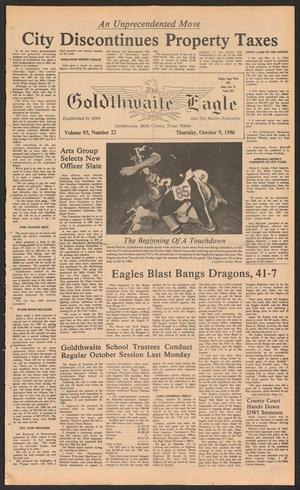 Primary view of object titled 'The Goldthwaite Eagle (Goldthwaite, Tex.), Vol. 93, No. 22, Ed. 1 Thursday, October 9, 1986'.