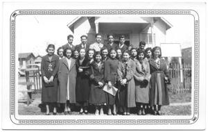 [Students in Front of a School House in Houston]