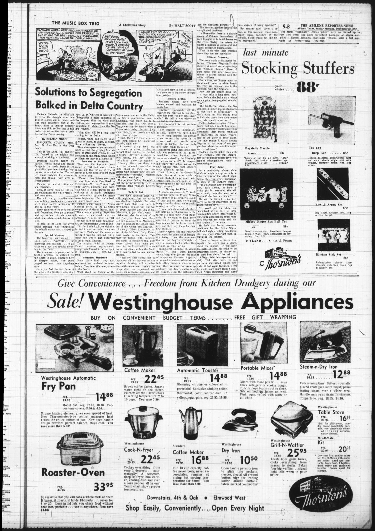 The Abilene Reporter-News (Abilene, Tex.), Vol. 77, No. 188, Ed. 1 Sunday, December 22, 1957
                                                
                                                    [Sequence #]: 27 of 80
                                                