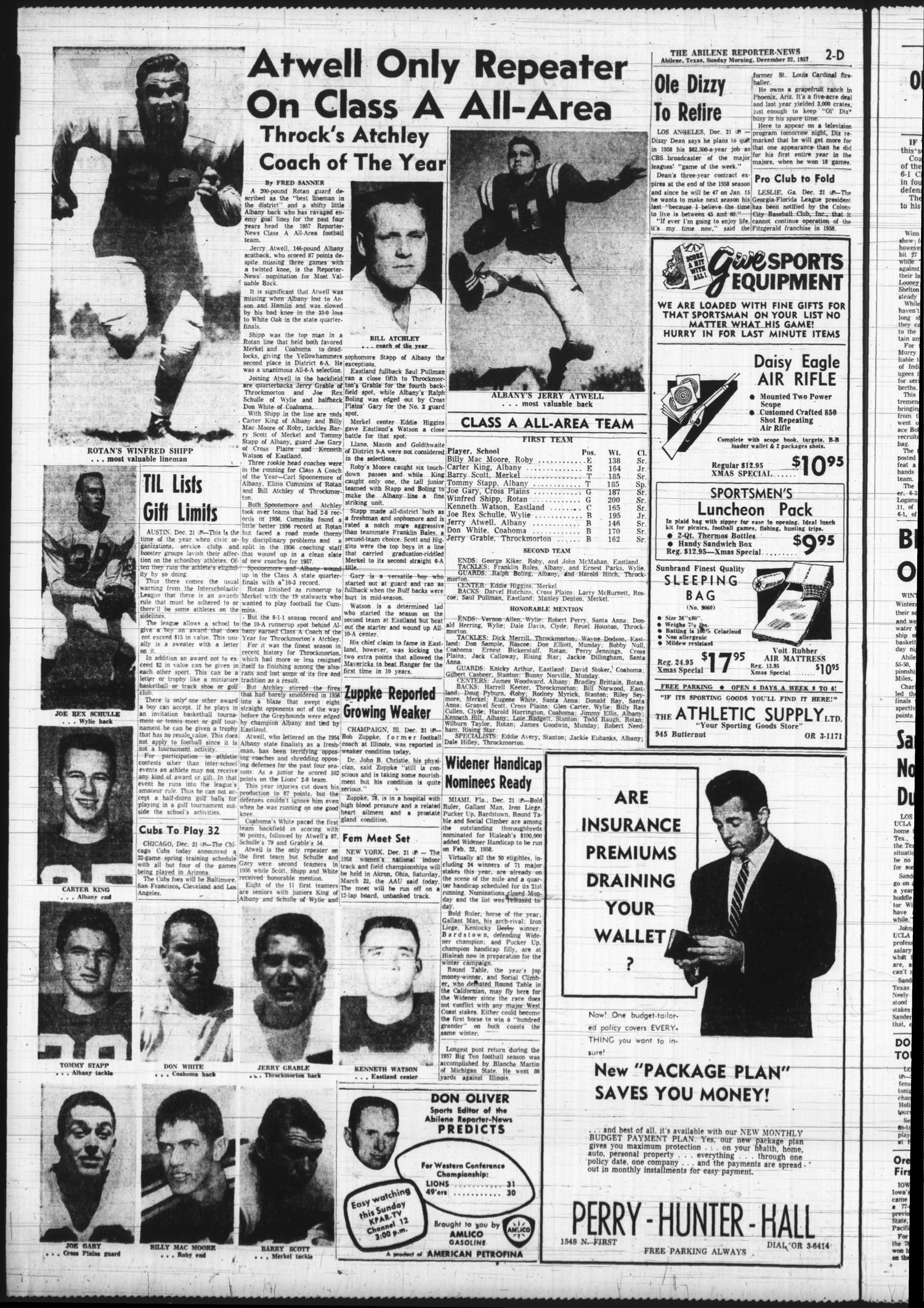 The Abilene Reporter-News (Abilene, Tex.), Vol. 77, No. 188, Ed. 1 Sunday, December 22, 1957
                                                
                                                    [Sequence #]: 46 of 80
                                                