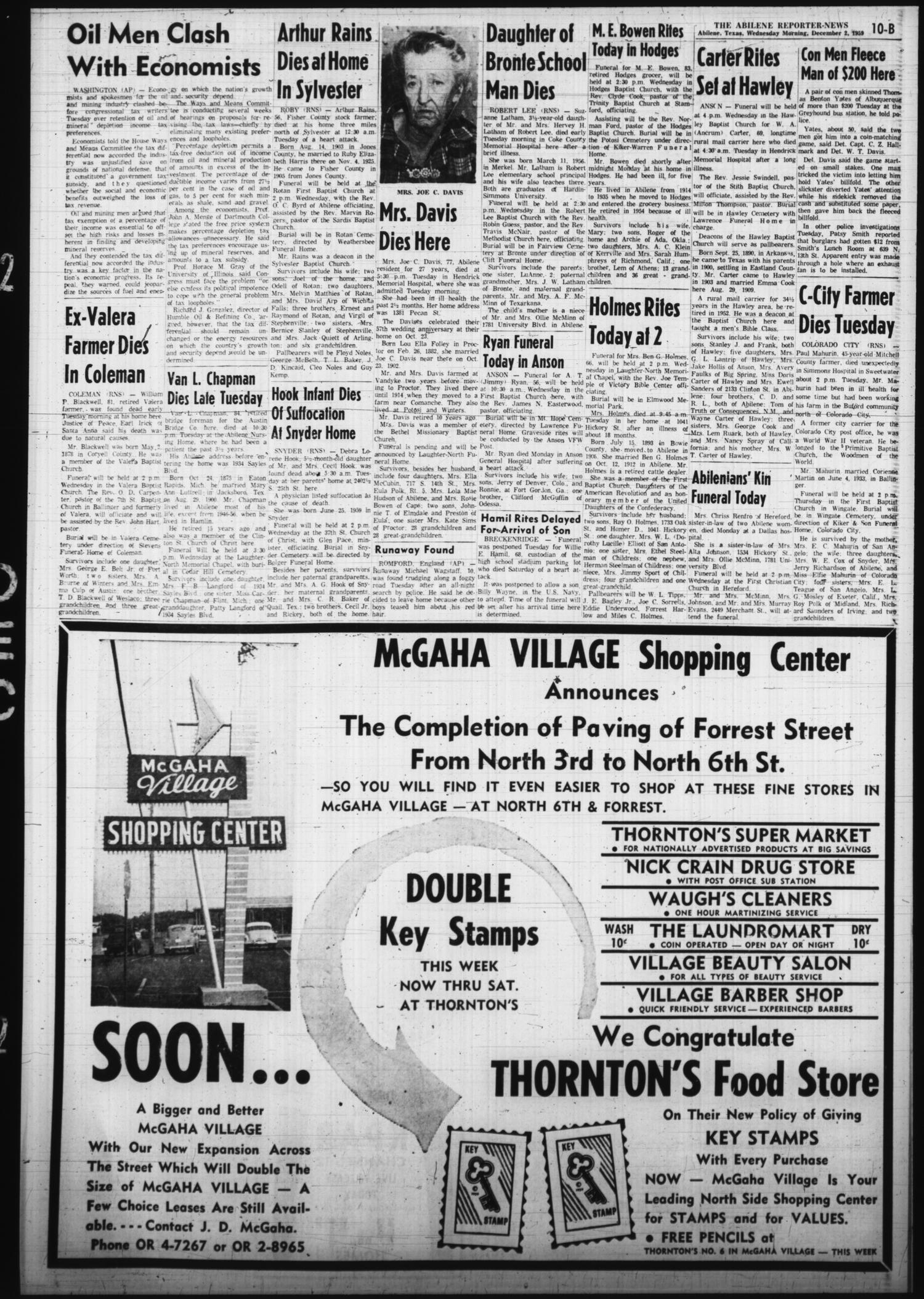 The Abilene Reporter-News (Abilene, Tex.), Vol. 79, No. 169, Ed. 1 Wednesday, December 2, 1959
                                                
                                                    [Sequence #]: 20 of 20
                                                