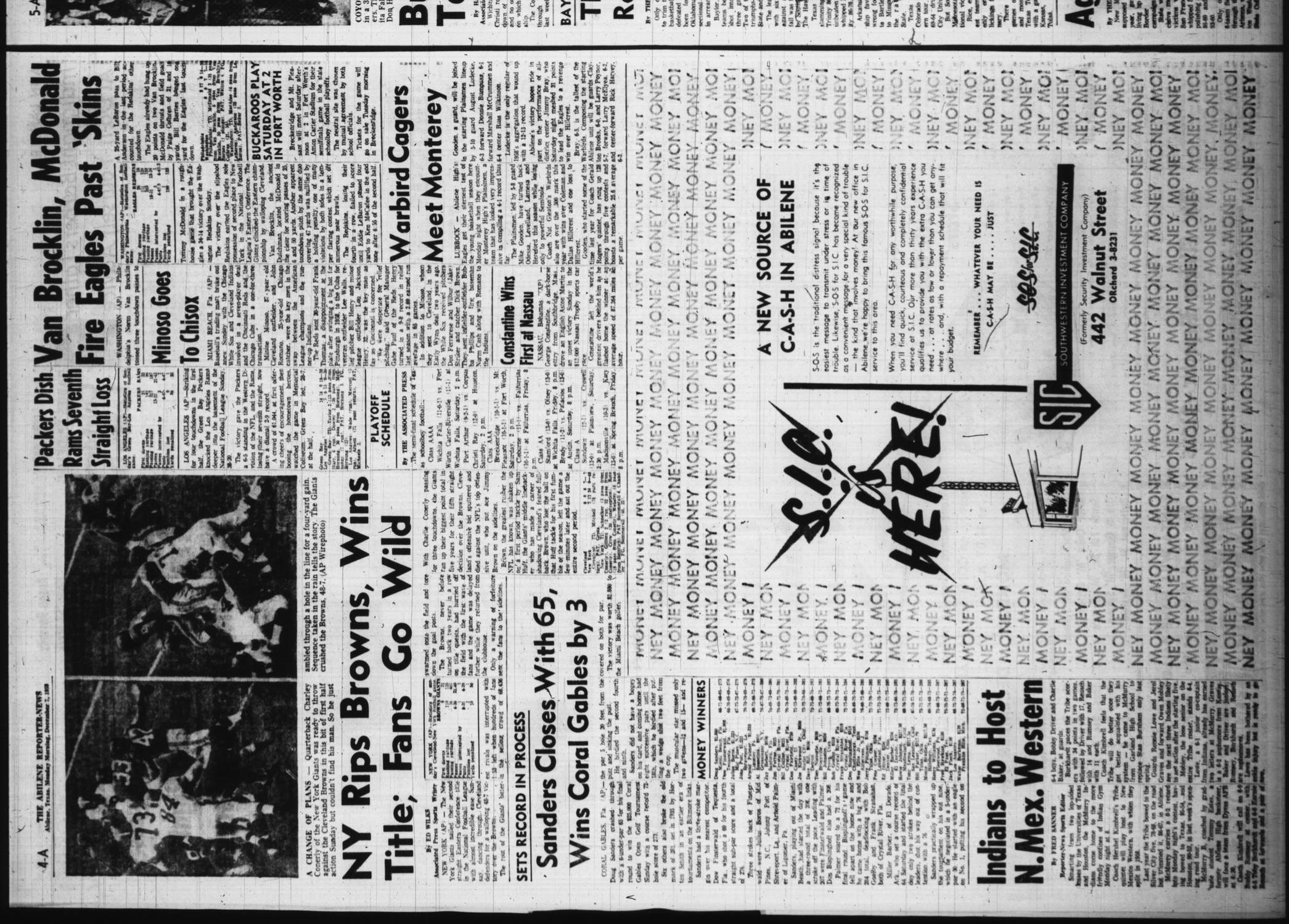 The Abilene Reporter-News (Abilene, Tex.), Vol. 79, No. 174, Ed. 1 Monday, December 7, 1959
                                                
                                                    [Sequence #]: 4 of 18
                                                