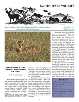 South Texas Wildlife, Volume 16, Number 2, Summer 2012