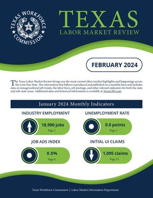 Primary view of object titled 'Texas Labor Market Review, February 2024'.
