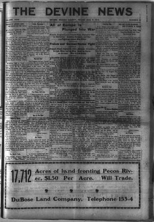 The Devine News (Devine, Tex.), Vol. 18, No. 16, Ed. 1 Thursday, August 6, 1914