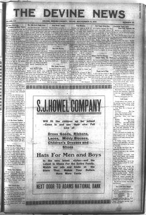 The Devine News (Devine, Tex.), Vol. 20, No. 22, Ed. 1 Thursday, September 14, 1916