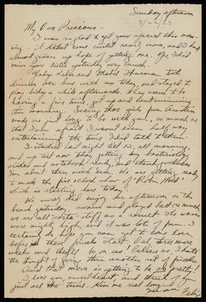 [Letter from Felix Butte to Elizabeth Kirkpatrick - April 22, 1923]