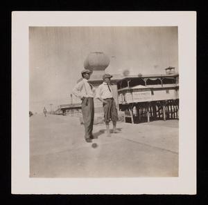 Primary view of object titled '[Men Near Galveston Beach]'.