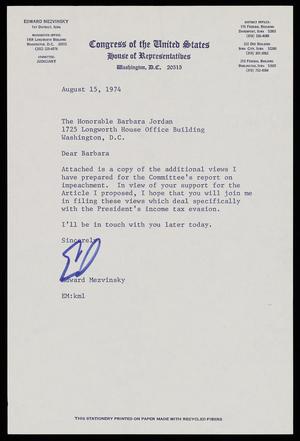 [Letter from Edward Mezvinsky to Barbara Jordan, August 15, 1974]