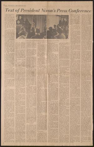 Primary view of object titled '[Clipping: Text of President Nixon's Press Conference]'.