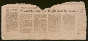[Clipping: Nixon Statement on High Court Decision]