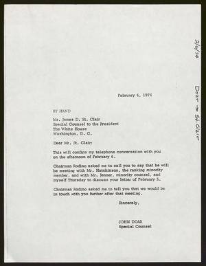 [Letter from John Doar to James D. St. Clair, February 6, 1974]
