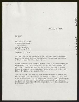 [Letter from John Doar to James D. St. Clair, February 25, 1974]
