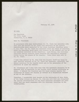 [Letter from Peter W. Rodino, Jr. to Richard Nixon, February 26, 1974]
