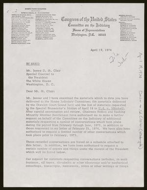 [Letter from John Doar to James St. Clair, April 19, 1974]